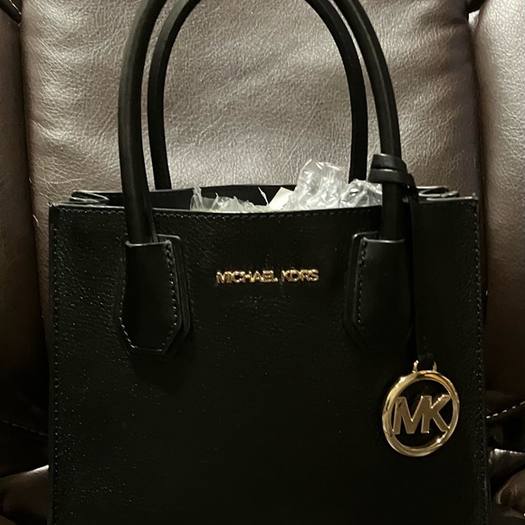 Reduced Shipping! Michael Kors Black Satchel with Gold Accents - Picture 1 of 9